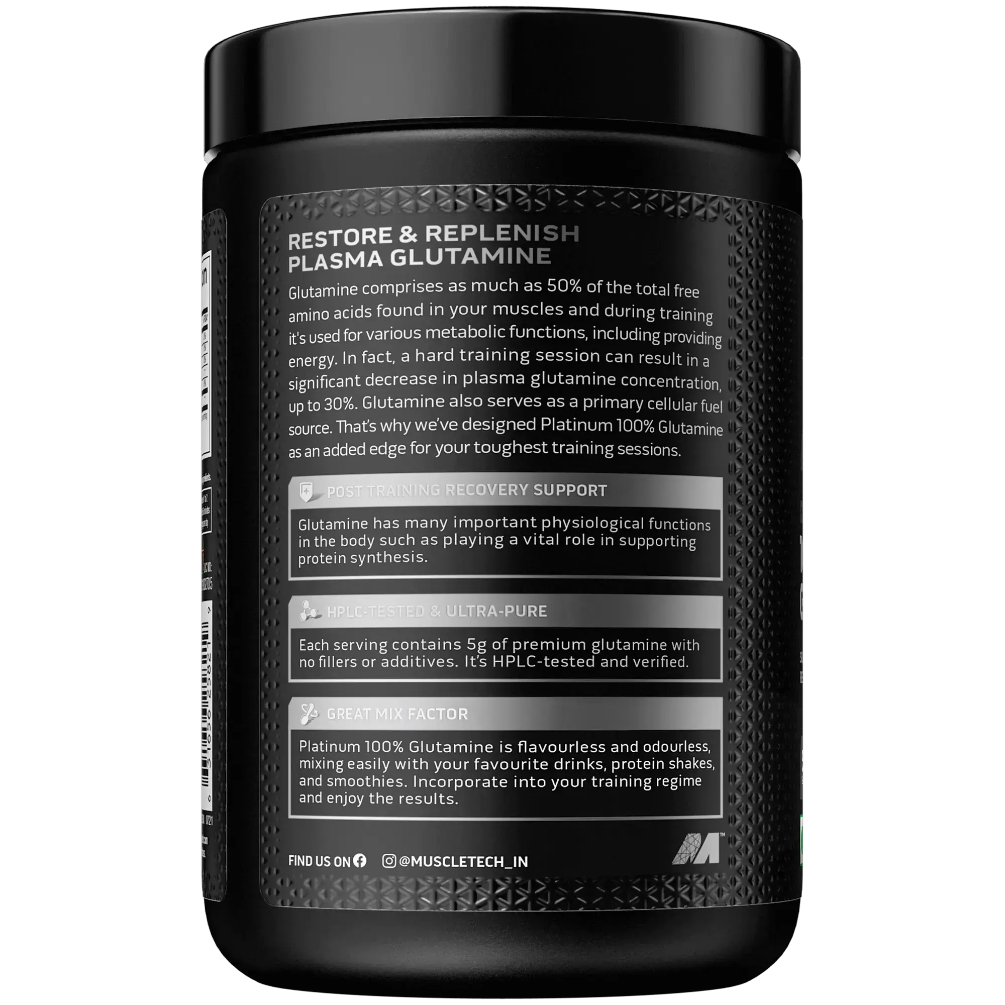 Muscletech 100% glutamine unflavoured 250g