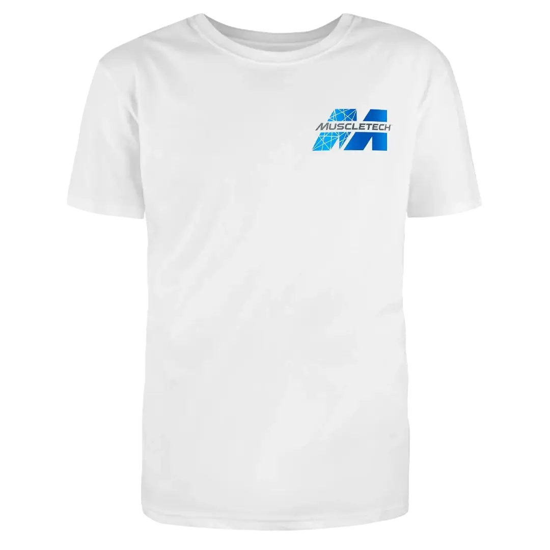 Muscletech round neck white tshirt men